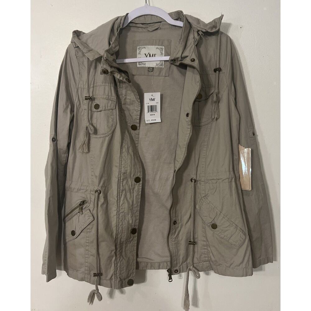 YMI Taupe Utility Jacket with Hood